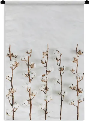 Produktbild von MuchoWow® Wandteppich Wandbehang Baumwolle - Weiß - Natürlich 90x135 cm Tapisserie Dekoration Wandtuch - Baumwolle - Wandskulptur