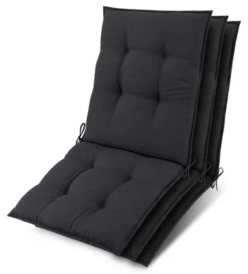 Image de Lot de 3 coussins Beautissu Sun-NL pour dossier de chaise basse, 100 x 50 x 8 cm, anthracite