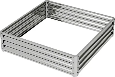 Image de Fortuna Lai Jardin surélevé, jardinière, potager, bac à plantes, jardin d'herbes aromatiques pour jardin, terrasse, balcon, acier, argent, 120 x 120 x 30 cm