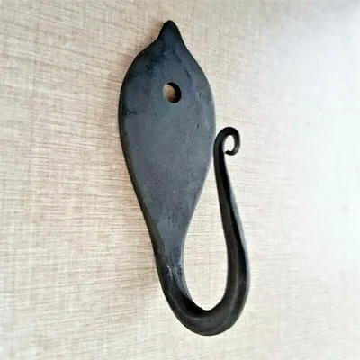 Wandhaken Blattform handgeschmiedet Schmiedeeisen 9,5 cm schwarz