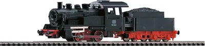 A model train engine on a track.