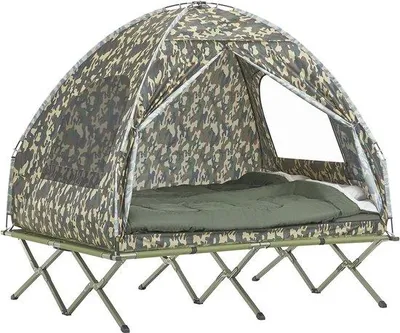 Produktbild von Famanu 4-in-1 Zelt mit Campingbett, Luftmatratze und Schlafsack für 2 Personen - Ideal für Camping und Abenteuer