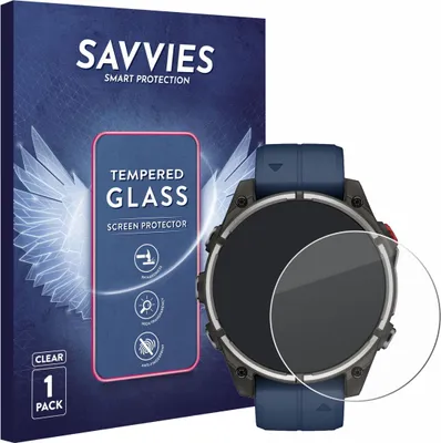 Produktbild von Savvies Schutzglas für Garmin quatix 8 Pro (47 mm) Displayschutz 9H Glas klar transparent
