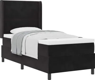 Obrázok produktu pre Posteľ s pružinovým rámom s matracmi Čierna 90 x 190 cm Zamat