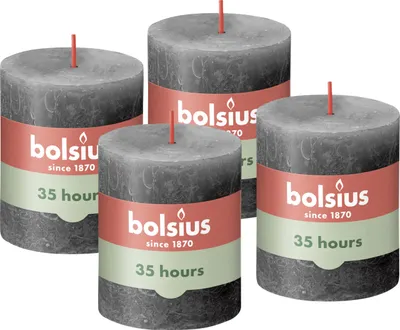 Produktbild von Bolsius Rustik Stumpenkerzen - Anthrazit - Set 4 Stück - Länge Brenndauer 35 Stu