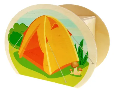 Produktbild von Holzdekoration Spardose Camping BxLxH 65x115x85mm NEU