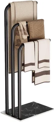 Zdjęcie produktu dla Unyqoos® Wolnostojący wieszak na ręczniki ze stali nierdzewnej – 3 przegródki, podstawa marmurowa, 90 cm, do łazienki/sypialni/salonu