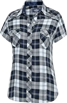 Produktbild von Damenbluse Westernbluse Country Cowgirl Western Stars & Stripes »PASADENA BLUE SHORT«