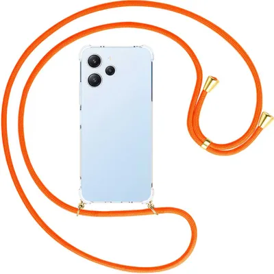 Produktbild von Handykette Backcover-Schutzhülle mit Band (Metall goldfarben) für Xiaomi Redmi 12 (6.79'') - neonorange