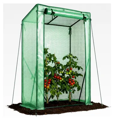 Produktbild von Foliengewächshaus 100x50x150 cm, Schrägdach für Tomaten, Gemüse, Blumen & Obst, Verstärkte PE-Folie 135g/m², Grün