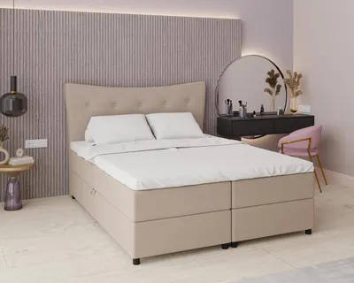 Produktbild von Boxspringbett, 160cm x 200cm, Grau, mit Bettkasten, Matratze und Topper, Doppelbett, NEVADA, Panda Möbel