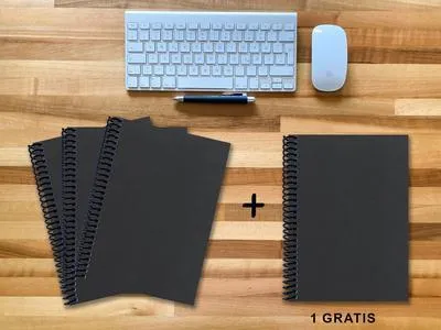 Produktbild von A 4 Notizbuch - Set, 3+1 gratis, Luxury 80 Seiten SCHWARZ ONYX GLITTER-OPTIK, kariert 7x7mm