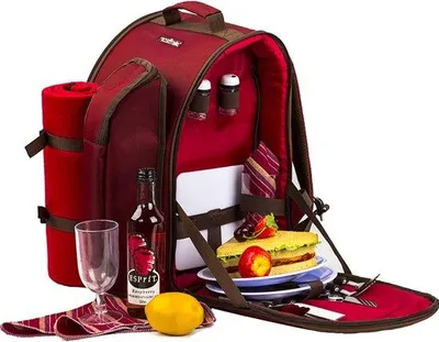 Produktbild von Famanu Picknickrucksack für 2 Personen, Kühlfach, mit Geschirrset und Decke
