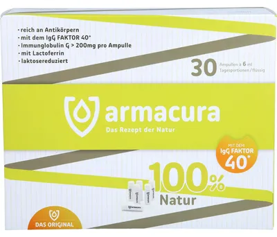 Immagine prodotto di Soluzione a base di colostro Armacura, specifica per il supporto del sistema immunitario, 30 pezzi. Fiale