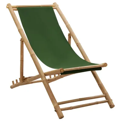Image de vidaXL Chaise longue bambou et toile vert