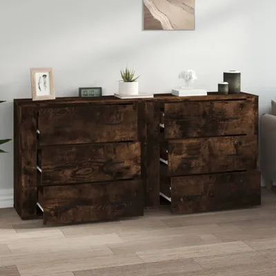 Zdjęcie produktu dla vidaXL Kredensy 2 szt. Materiał drewnopochodny dąb wędzony