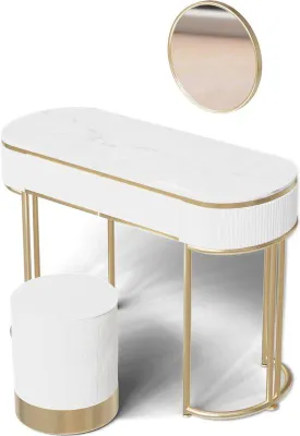 Productafbeelding van Make-uptafel met spiegel en krukje - Modern design met opbergruimte
