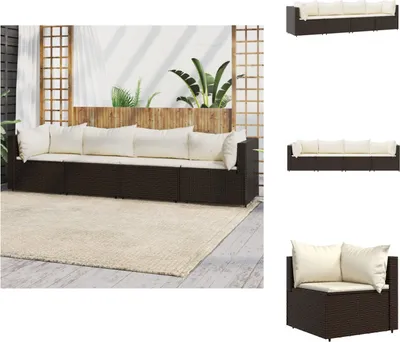 Produktbild von vidaXL 4-tlg. Garten-Lounge-Set mit Kissen Braun Poly Rattan - Gartensofas
