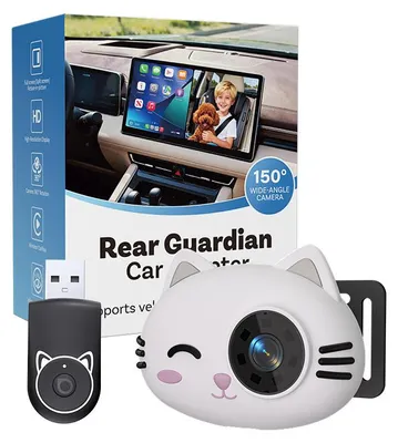 Productafbeelding van ZELURXX Babyfoon met automatische functie, 1080P resolutie, 150° groothoeklens, infrarood nachtzicht, draadloze CarPlay-connectiviteit, 5 GHz Wi-Fi, achterbankbewaking, kattenfunctie