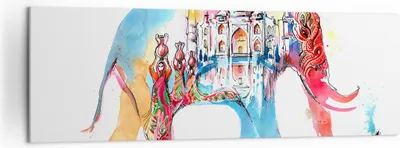 Produktbild von Bild auf Leinwand - Leinwandbild - Elefant Indien ethnisch Kultur - 160x50cm - Wand Bild - Wanddeko - Leinwanddruck - Bilder - Kunstdruck - Wanddekoration - Leinwand bilder - Wandkunst - AB160x50-3037