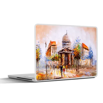 Produktbild von MuchoWow® Laptop Aufkleber Sticker Cover Gemälde - Stadt - Öl 30x22 cm - Laptop-Sticker