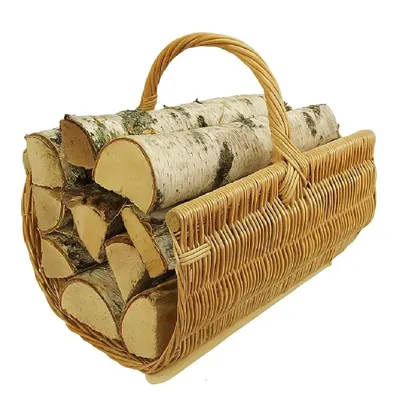 Produktbild von Weidenkorb, Brennholz, 50x35x40cm, Holzkorb, Kaminholz, Erntekorb, Kaminholzkorb, mit Henkel, Tragekorb, Brennholzkorb, Weide, Rechteckig