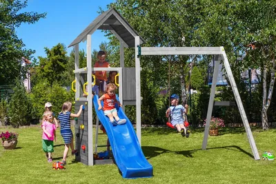 Produktbild von 100 x 100cm Holz Kinderspielturm Carol Weiß