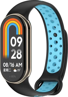 Produktbild von Ersatz Armband für Xiaomi Mi Band 8 Silikon, Farbe:Schwarz Blau