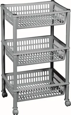 Produktbild von plast team Aufbewahrungs-Trolley, mit 3 Körben, silber