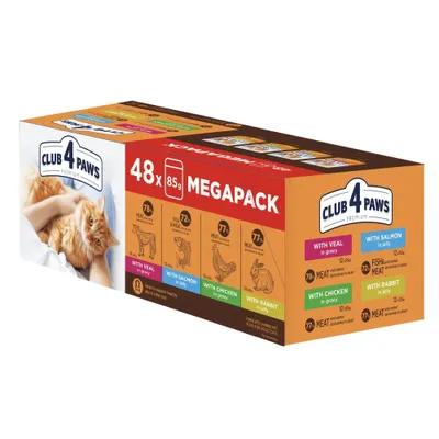 Produktbild von Club 4 Paws Katzen-Nassfutter Multipack, 4 Sorten, 48x85 g