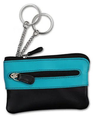 Image de DrachenLeder Étui Mini noir turquoise Sac à clés en cuir D2OPS905T