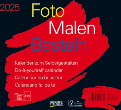 Produktbild von Foto-Malen-Basteln Bastelkalender quer schwarz 2025
