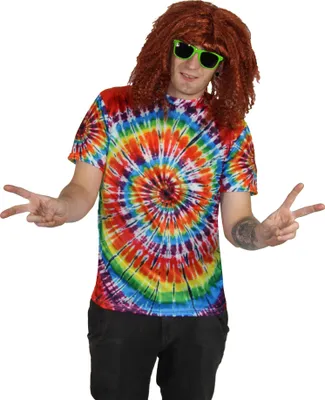 Produktbild von 70er Jahre Batik T-Shirt für Hippie Hippie Kostüm Herren Größe S-XXXL, Größe:XXXL
