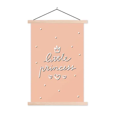 Produktbild von MuchoWow® Textilposter Zitate - Baby - Kleine Prinzessin - Sprichwörter - Kinder - Kinder - Mädchen 120x180 cm mit holzfarbenen Rahmen - Textil-Plakat