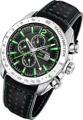 Produktbild von Festina Chronograph Quarz Uhr F204403 Leder Armband Chronograph Herren Gents stilvoll