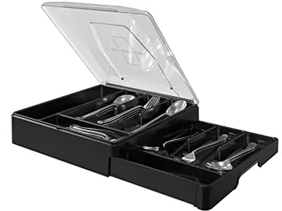 Zweischichtige Besteckschublade mit Deckel - Besteckorganizer für Küchenschubladen mit 9 Fächern