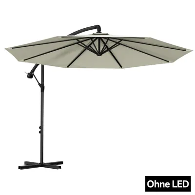 Produktbild von Sessamen-LP 300cm Alu Sonnenschirme höhenverstellbarer mit kurbel - Beige Gartenschirm Balkonschirm UV Schutz 40+ (300cm,Beige)
