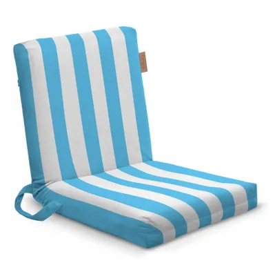 Produktbild von Klappbare Oxford Strandliege mit Hellblau-weiß gestreift – Tragbar Gartenliege, leichte Campingliege