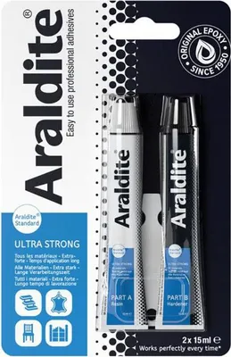 Produktbild von CYANOLIT Araldite Zweikomponenten-Epoxid-Klebe Fixierpaste, 2 x 15 ml, langes Abbindezeitfenster, transparent