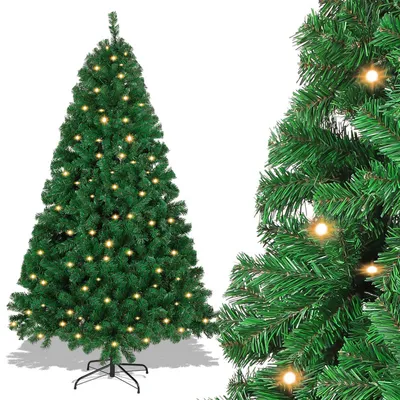 Produktbild von TolleTour 150cm Künstlicher Weihnachtsbaum mit Beleuchtung LED Tannenbaum für Weihnachten-Dekoration, aus PE und PVC,(Ø ca. 95 cm) mit 550 Spitzen