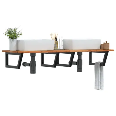 Image de Maison Exclusive - Étagère pour lavabo, montage mural, acier et bois d'acacia