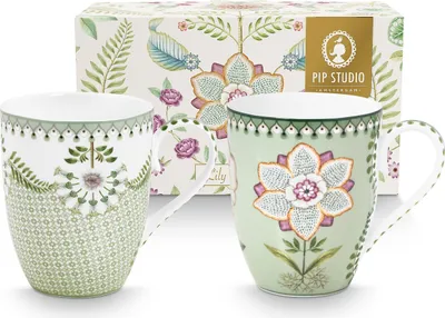 Produktbild von PIP STUDIO Lily&Lotus Light Green Becher 350ml Large Set2