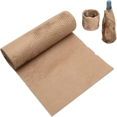 Produktbild von Verpackungspapier Honigwabenstruktur, 30 x 500 cm, braunes Kraftpapier, für den Versand