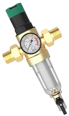 Obrázek produktu pro Jednopalcový zpětný ventil – mosazný regulátor tlaku vody s filtrem a manometrem