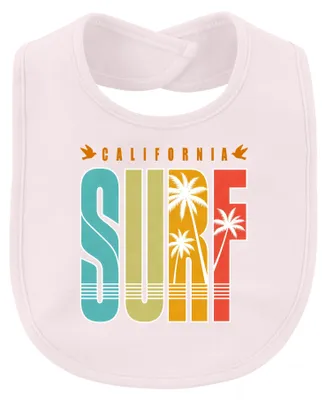 Produktbild von California Surf Palmen Strand Urlaub Surfen Sommer Retro Ozean Baby Lätzchen, Pink