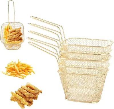 Obrázek produktu pro Mini servírovací talíř z nerezové oceli – 5 kusů – 6 x 7,5 x 8,5 cm – zlatý – talíř na hranolky – k servírování pokrmů