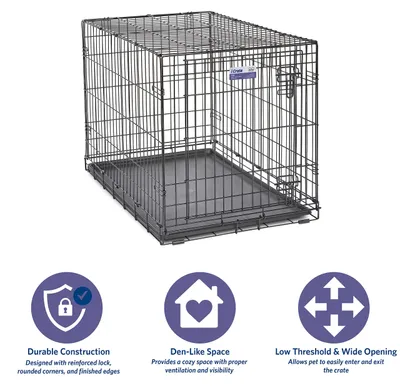 Zdjęcie produktu dla Klatka dla psa Midwest Homes for Pets, składana, z jedną drzwiczkami, przegrodą i zabezpieczeniem przed wyciekaniem
