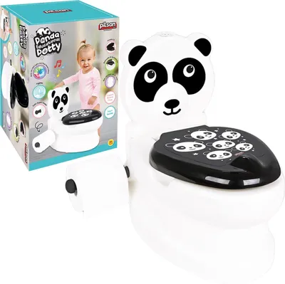 Produktbild von COIL Toilettentrainer Kindertoilette, Lerntöpfchen, Kinderklo, Babytopf, Licht/Sound, mit Spülgeräusch, herausnehmbarer Innenbehälter, Panda