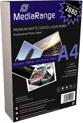 Produktbild von MEDIARANGE Fotopapier DIN A4, 120 g/m², matt, für Laserdrucker