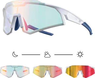 Produktbild von ROCKBROS Fahrradbrille Photochrome UV400 Outdoor Radsport für Damen und Herren Weiß und hellblau